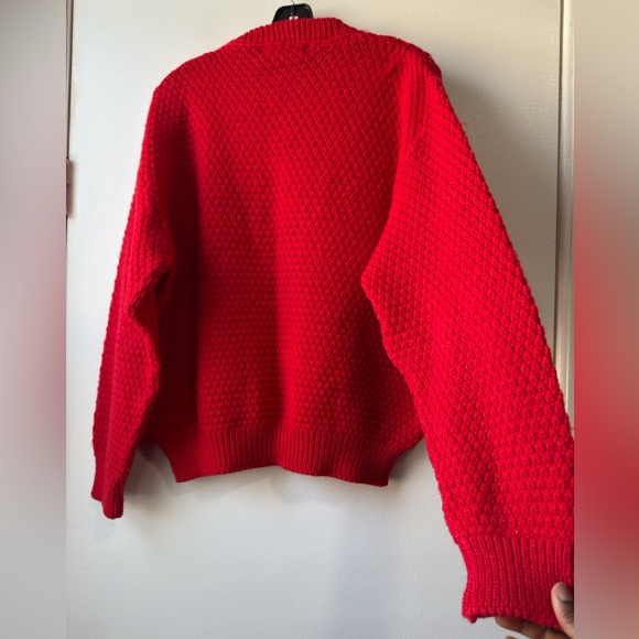 Christopher Hayes Irish Vibrant Red Cable Knit Wool Pullover Sweater Sz M - Picture 8 of 12